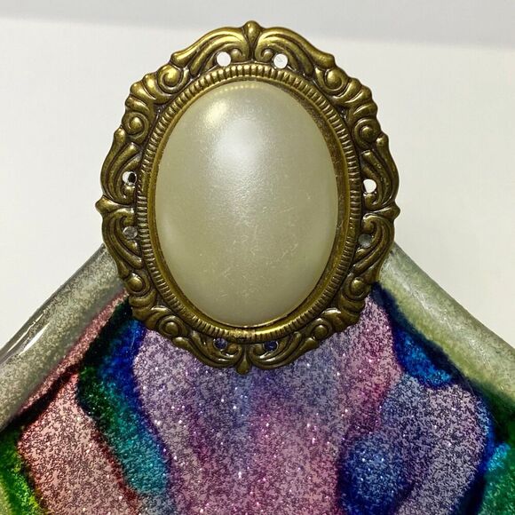 Vintage Jeri Lou Scarf Clip Faux Pearl Gold Tone Signed Jewelry Clothing Clip - Picture 4 of 7